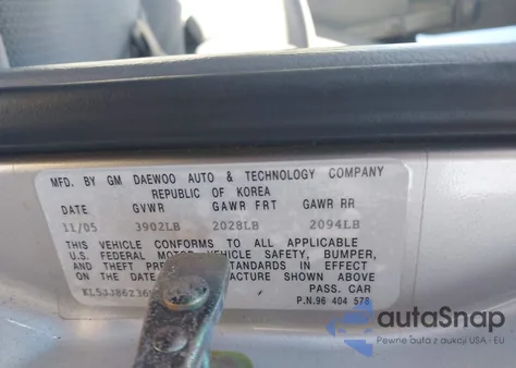 2006 Suzuki Forenza Premium из США, поврежденный, VIN KL5JJ86Z36K326125